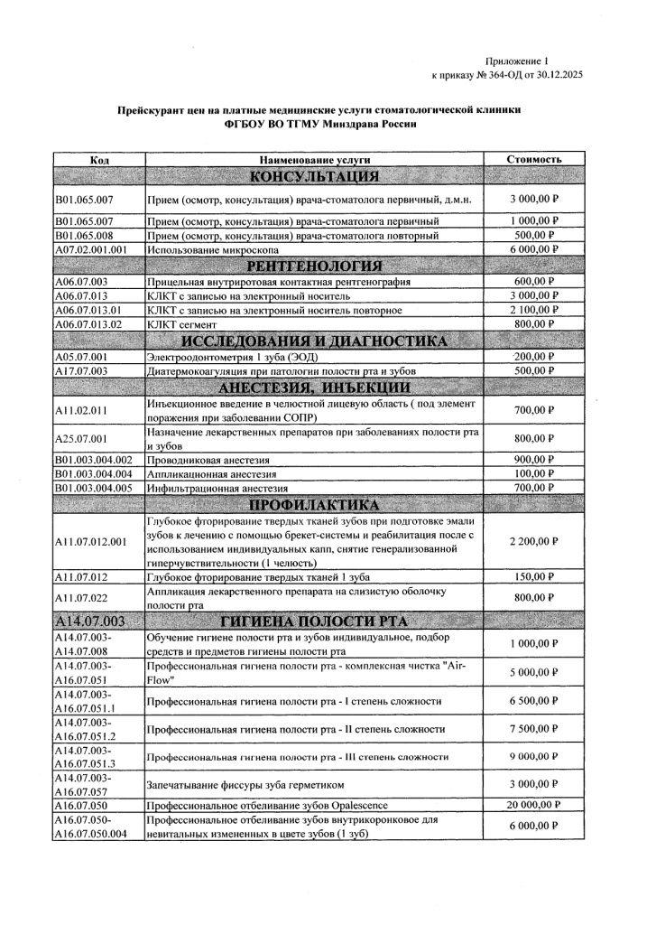 Приказ от 30.12.2025 № 364-ОД Об установлении размера оплаты стоматологических услуг (1) (1)_page-0002.jpg